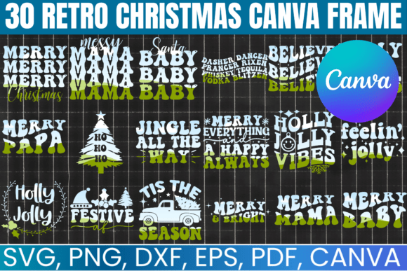 30 Retro Christmas Canva Frame Bundle: A Timeless Resource for Festive Designers