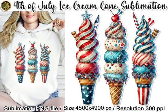 4th of July Ice Cream Cones Sublimation: A Creative Tool for Festive Branding and Merch