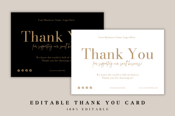 Black Gold Thank You Card Template: A Professional and Customizable Option for Business Owners