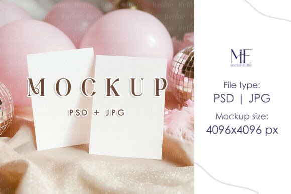 Double 5x7 Invitation Mockup Pink Disco