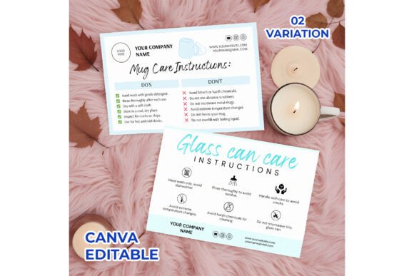 Editable Glass Can Cup Care Card Print