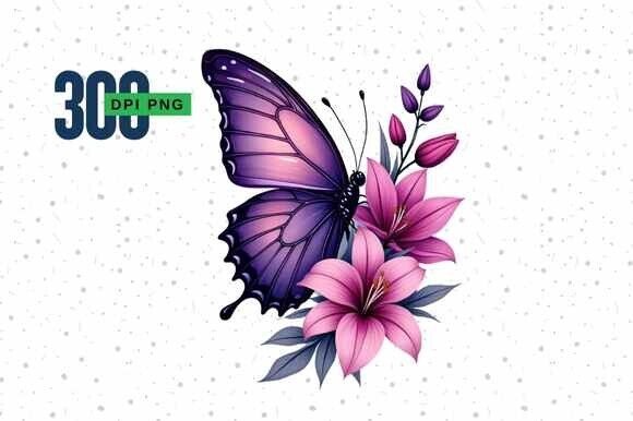 Floral Butterfly Monarch Spring Clipart: A Versatile Design for Creative and Commercial Use