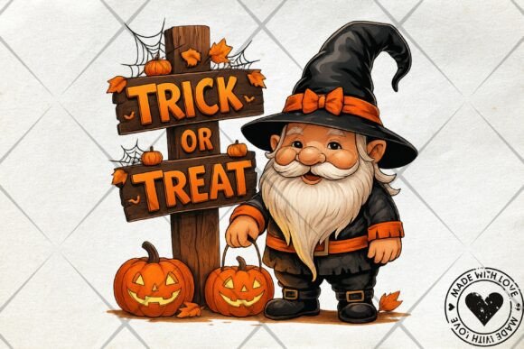 Halloween Gnome Trick or Treat Clipart – Add Whimsy to Your Seasonal Designs