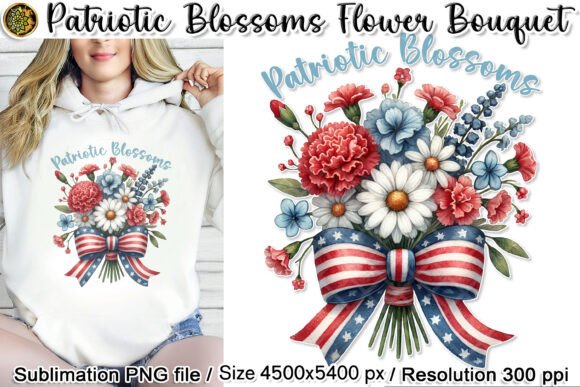 Patriotic Blossoms Flower Bouquet PNG: A Versatile Design for Creative and Commercial Projects