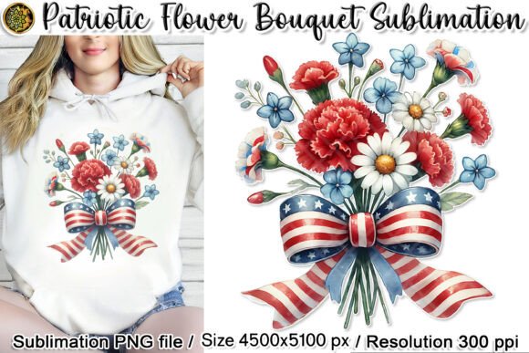 Patriotic Flower Bouquet Sublimation PNG: A Versatile Design for Celebrations