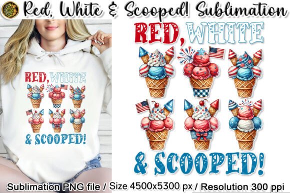 Red, White Scooped Ice Cream PNG for Festive Summer Projects